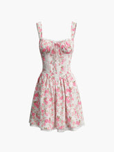 Kurzes Kleid mit Blumenmuster und Bindegürtel